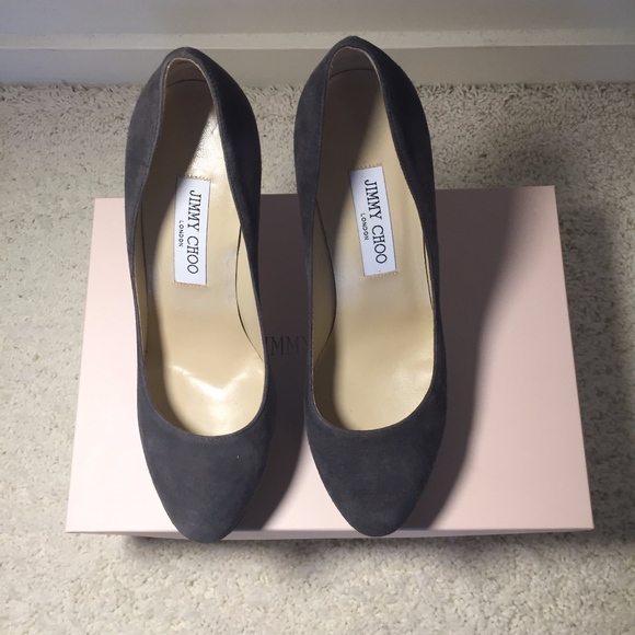 JIMMY CHOO SUEDE SMOKE/BRONZE PUMPS - Picture 8 of 8